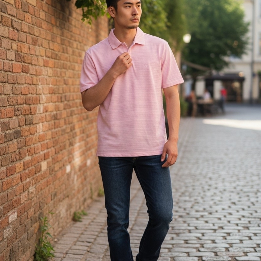 NEW American Eagle Outfitters Light Pink Polo Shirt Size Medium
